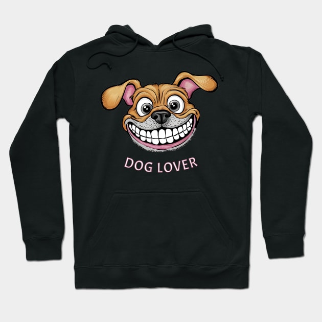 Funny Happy Dog Big Grin Puppy cartoon for Pet Lovers Hoodie by Tintedturtles